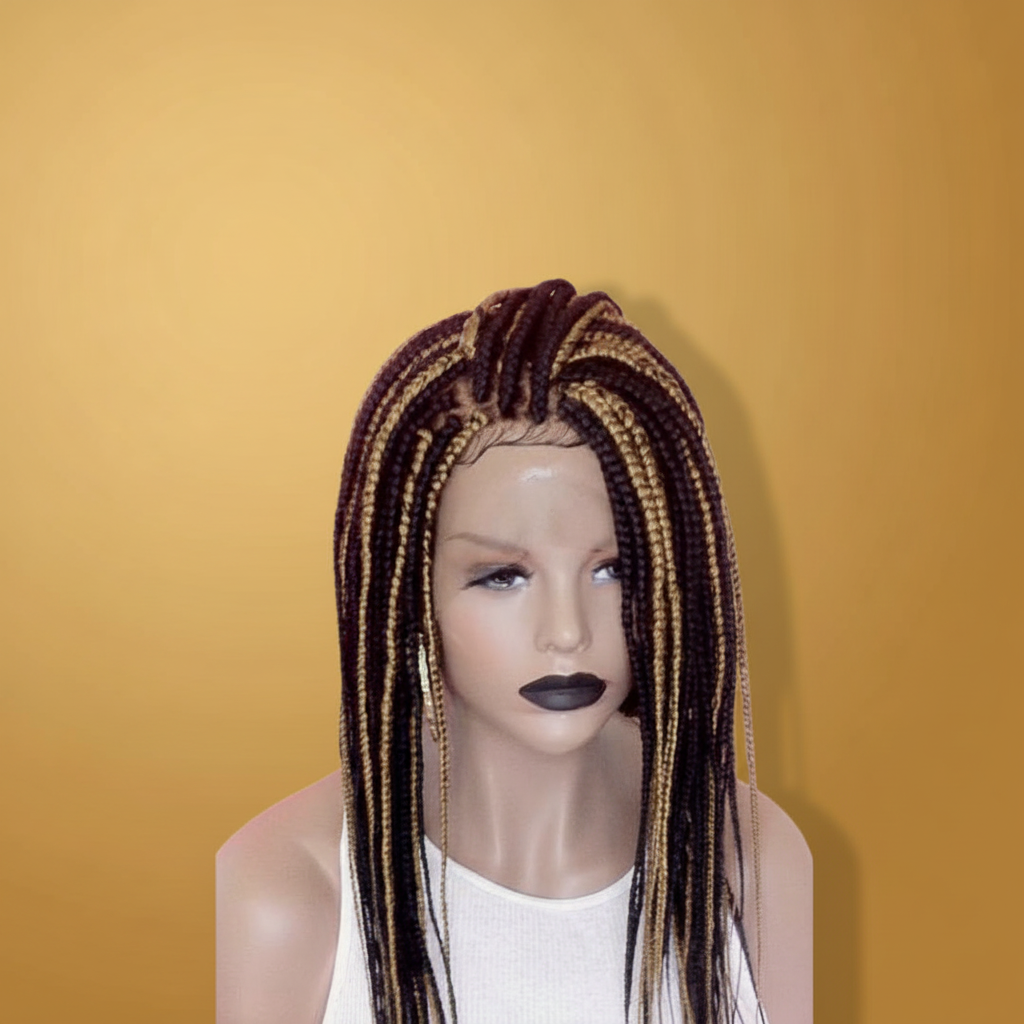 Black and gold box braid lace wig 