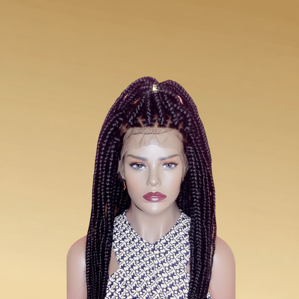 Jumbo Box Braid #3 - Golden Yellow Background