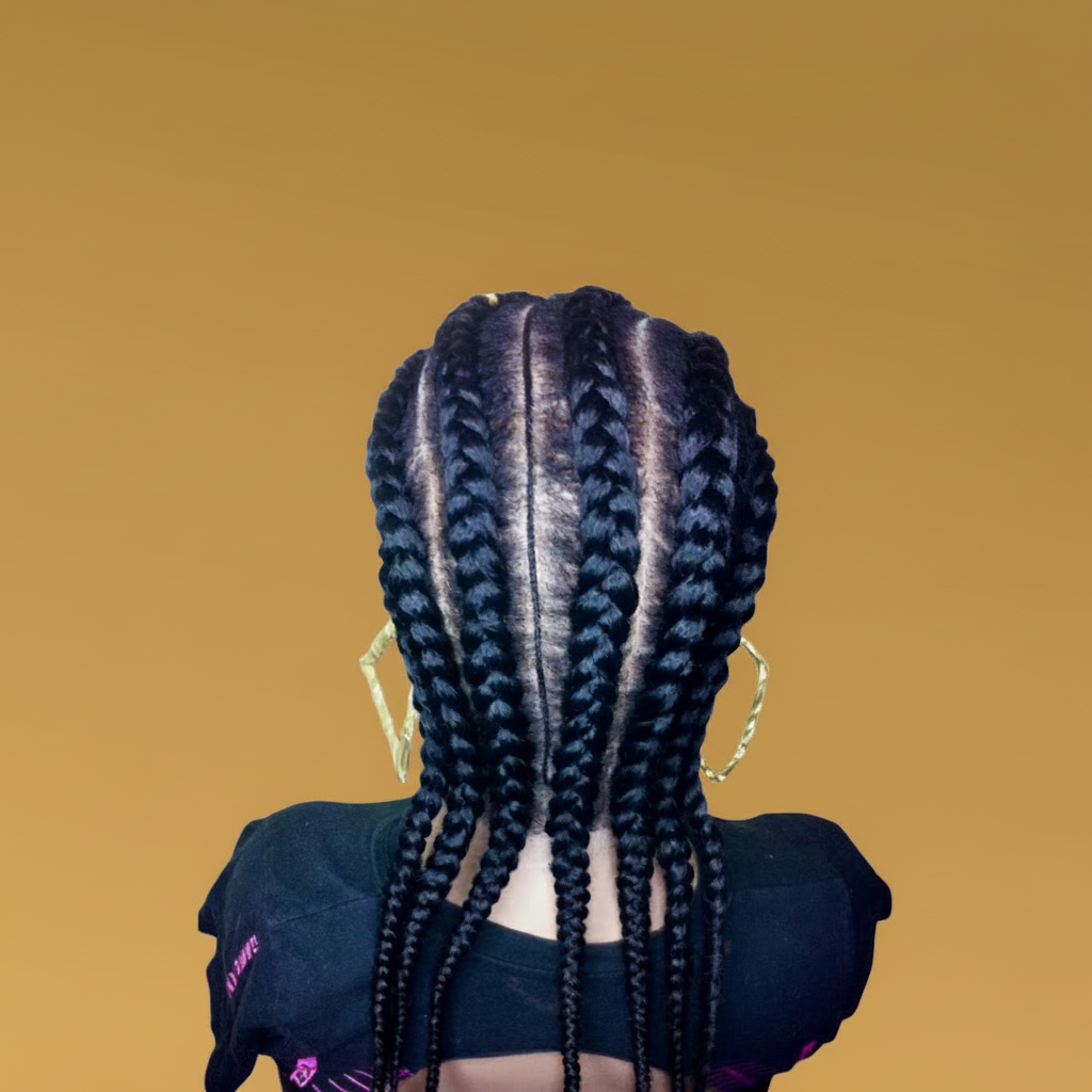 Black stitch braid cornrow lace wig back view showing braid detail - Beyond Her Krown by Riches & Toys